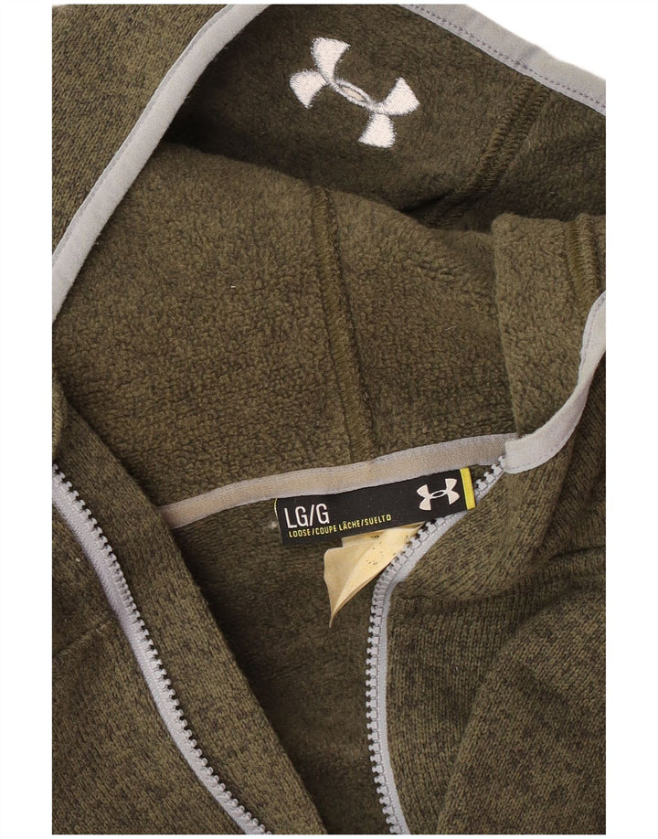 Suéter masculino Under Armour com capuz e zíper grande verde salpicado