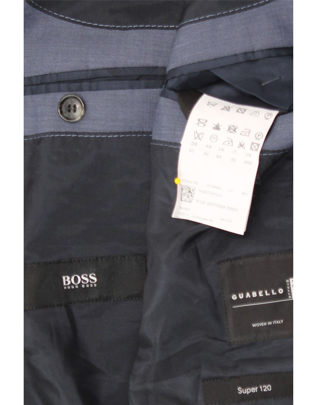 Jaqueta blazer masculina Hugo Boss com 2 botões UE 50 grande lã virgem azul
