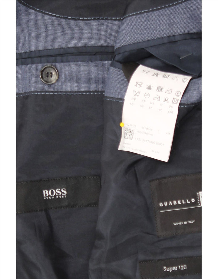 Jaqueta blazer masculina Hugo Boss com 2 botões UE 50 grande lã virgem azul