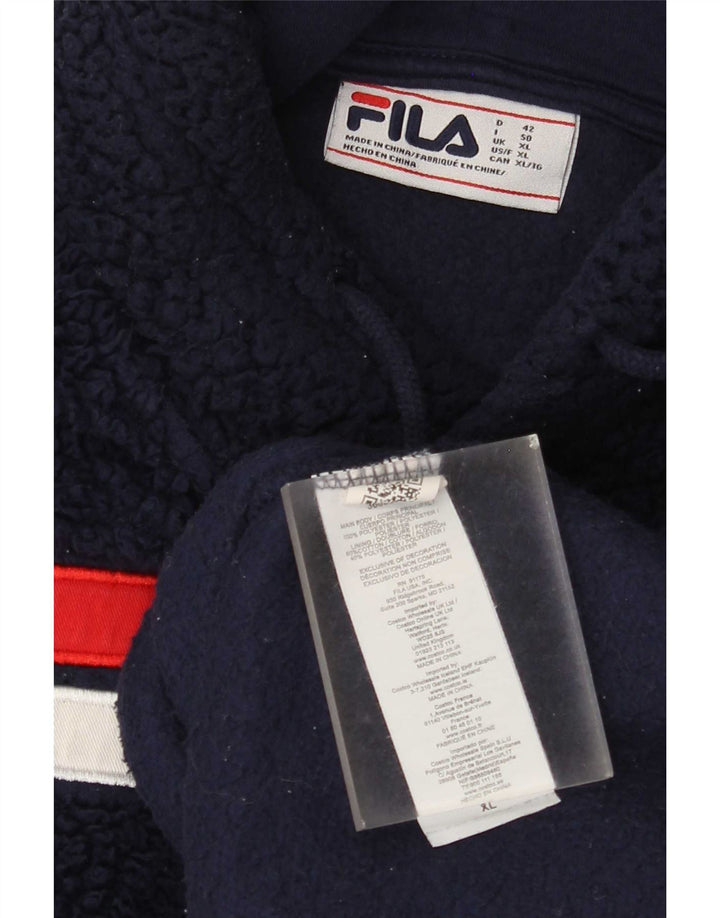 Suéter masculino Fila Graphic com capuz de lã XL azul marinho poliéster