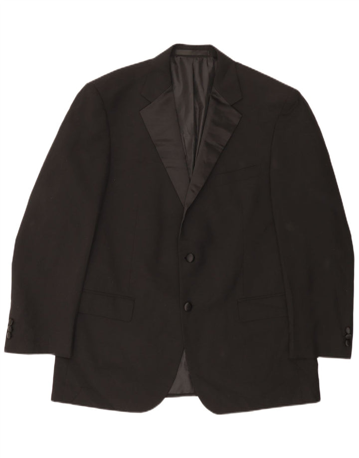 Jaqueta blazer masculina de 2 botões Marks & Spencer Reino Unido 38 poliéster preto médio