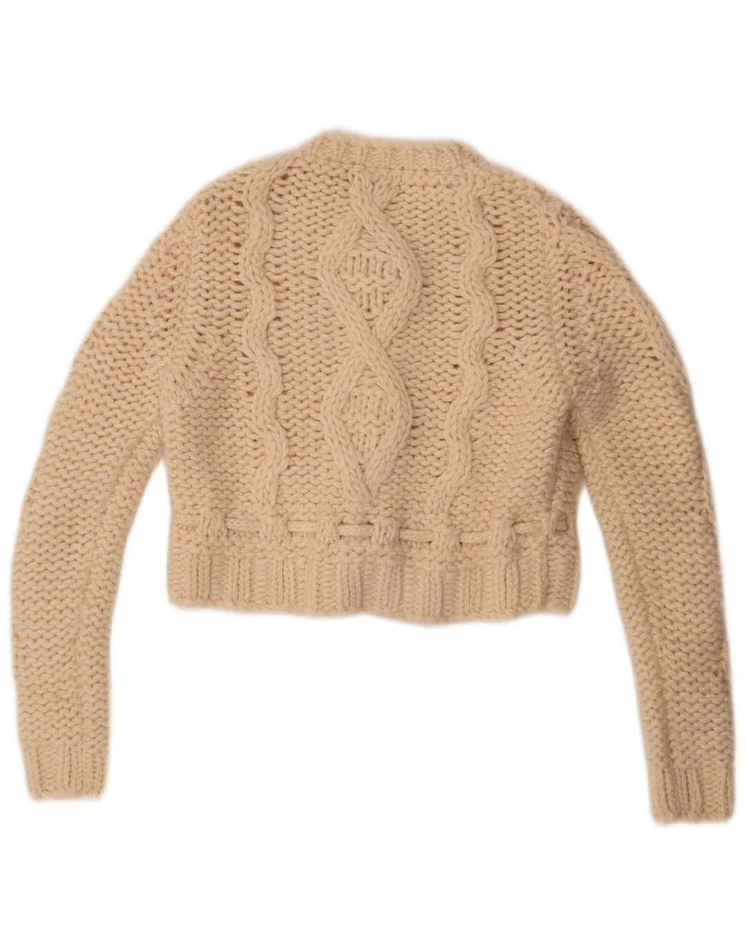 Suéter feminino Benetton Crop Cardigan UK 14 médio off white lã