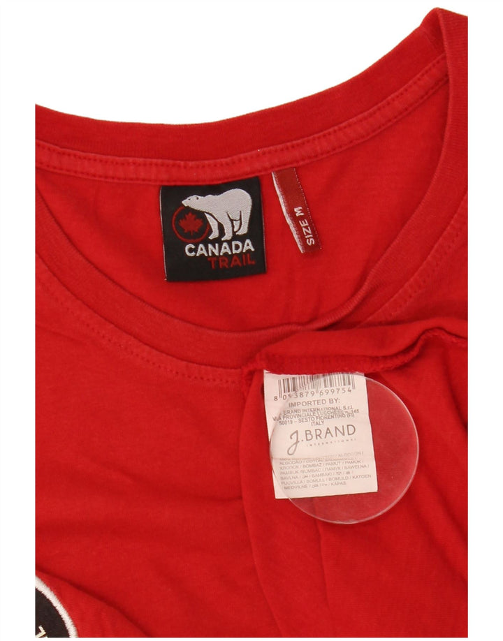 Camiseta gráfica masculina Canadá Top médio algodão vermelho