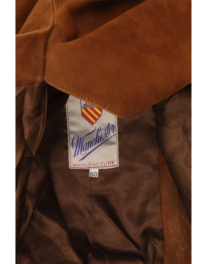 Jaqueta blazer masculina vintage de camurça com 3 botões IT 50 grande marrom