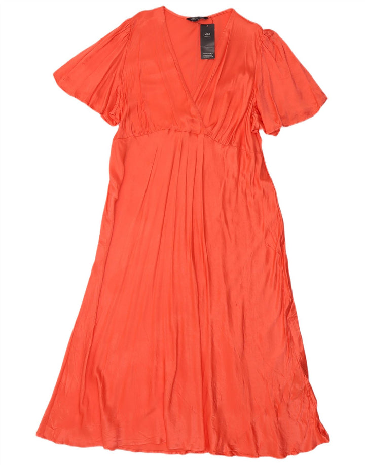 Vestido maxi regular feminino Marks & Spencer Reino Unido 22 3XL viscose laranja