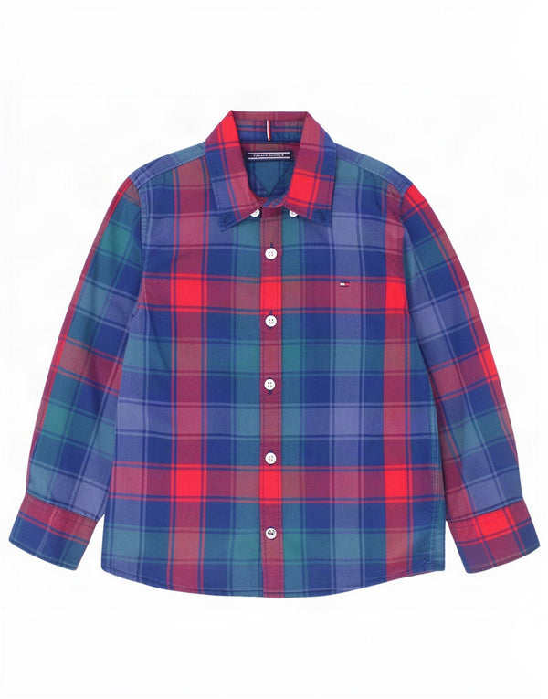 Camisa de flanela masculina Tommy Hilfiger 3-4 anos algodão xadrez azul