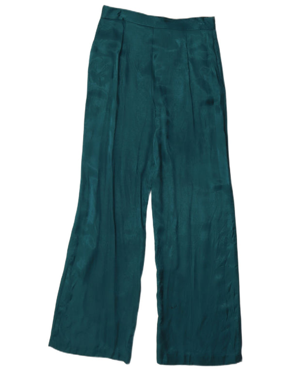 Zara Calça feminina casual de perna larga pequena W26 L32 azul viscose