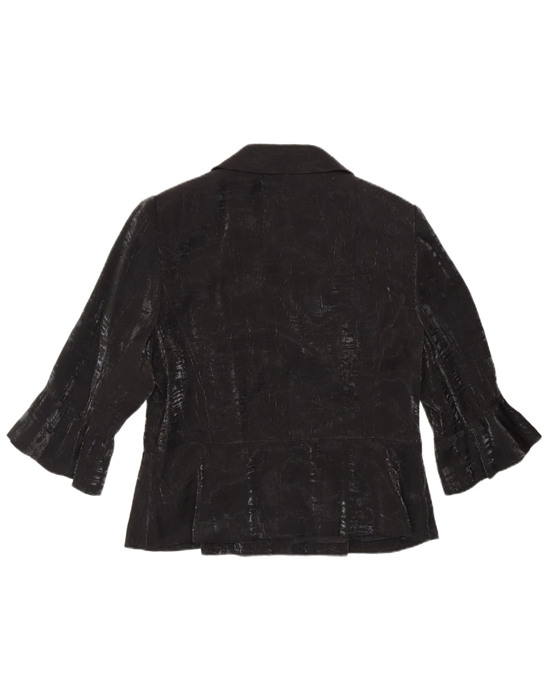 Jaqueta blazer feminina TUZZI manga 3/4 com 2 botões UK 18 XL preta viscose