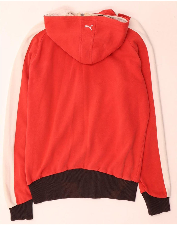 Suéter masculino Puma com capuz e zíper médio vermelho algodão colorblock