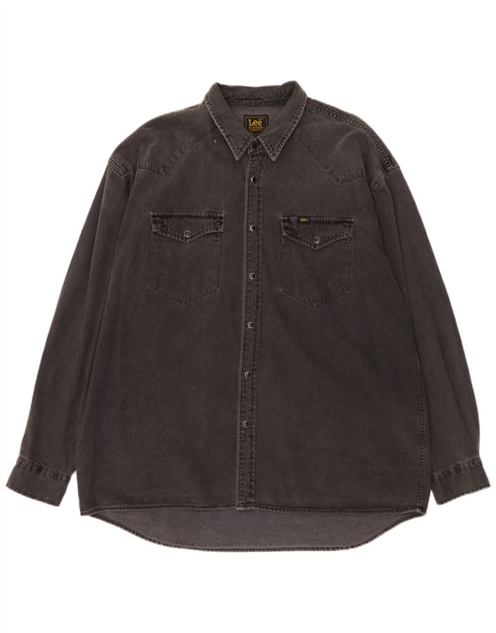 Lee Mens Riders Denim Camisa XL Algodão Cinza