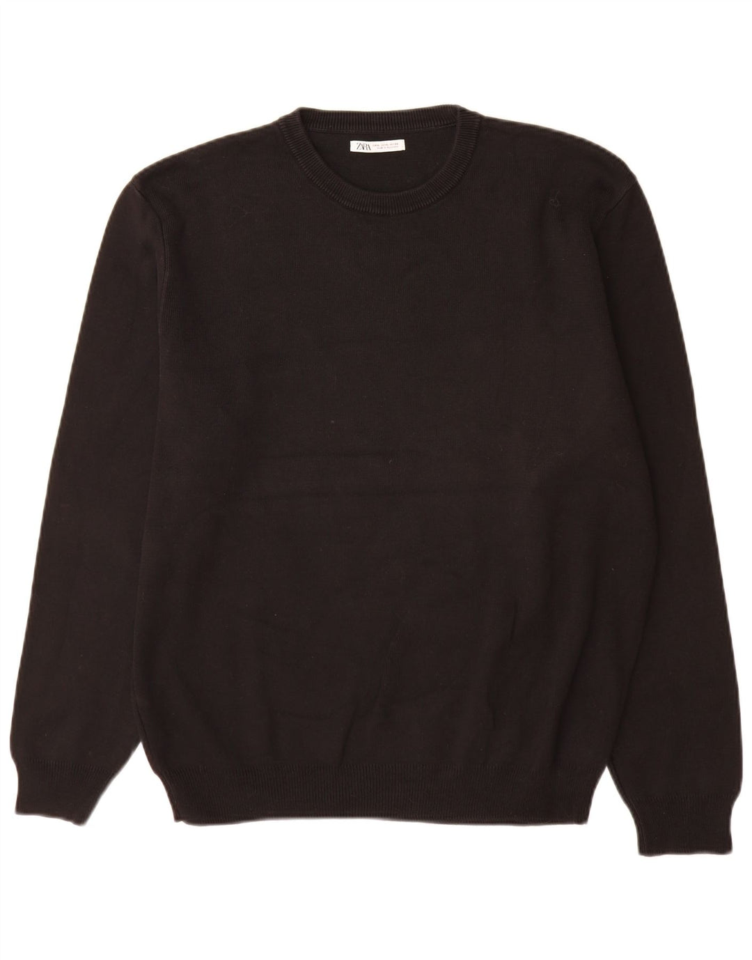 Zara Suéter masculino com gola redonda XL algodão preto