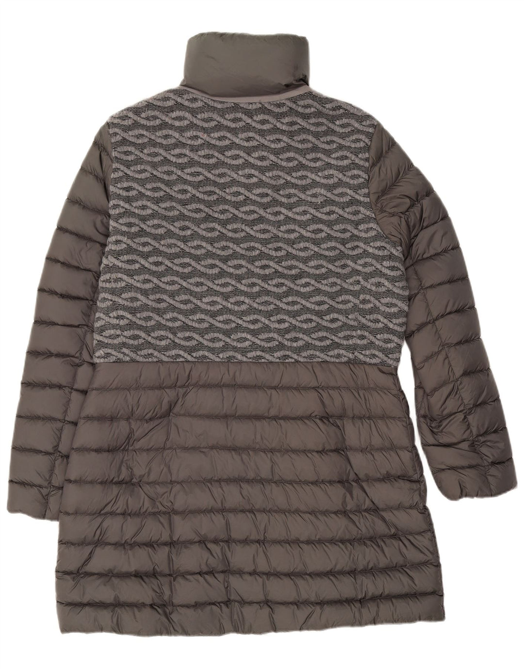 Casaco acolchoado feminino Geox UK 16 grande poliamida geométrica cinza