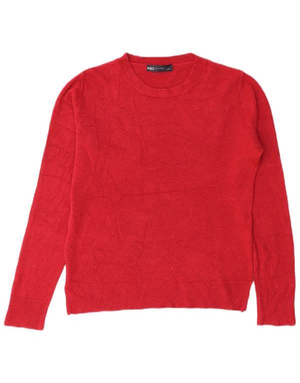 Suéter feminino Marks & Spencer com gola redonda Reino Unido 10 pequeno acrílico vermelho