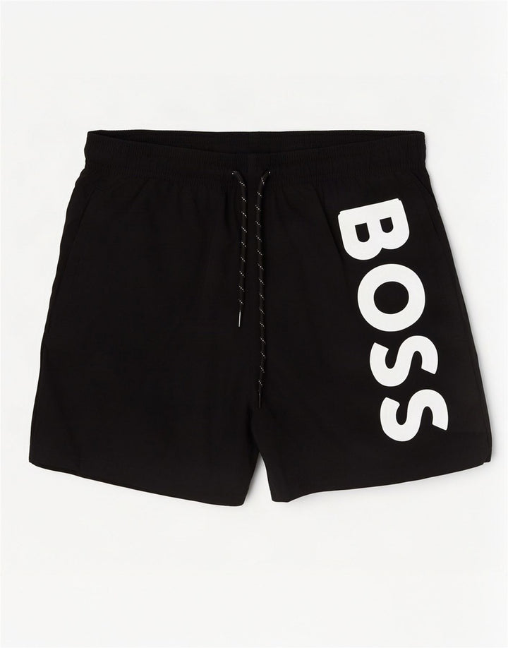 Hugo Boss Shorts de natação masculino gráfico médio preto poliamida