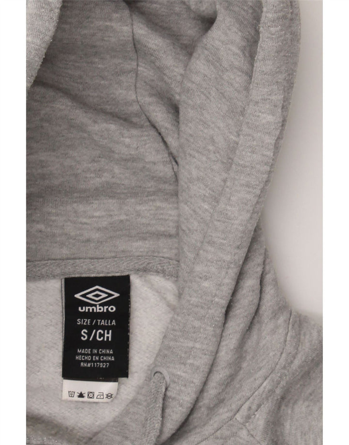 UMBRO Womens Graphic Hoodie Jumper UK 10 Small Grey Cotton Vintage Umbro and Second-Hand Umbro from Messina Hembry 