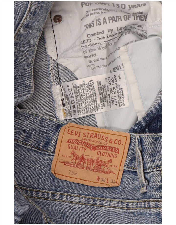 Shorts jeans masculino 752 Levi's W36 grande azul algodão