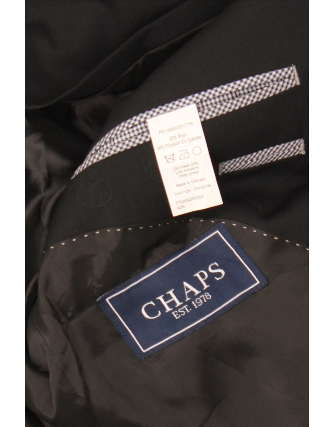 Jaqueta blazer masculina Chaps com 2 botões UK 42 XL lã preta