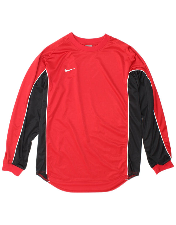 Nike masculino top manga longa UK 42/44 grande vermelho colorblock poliéster