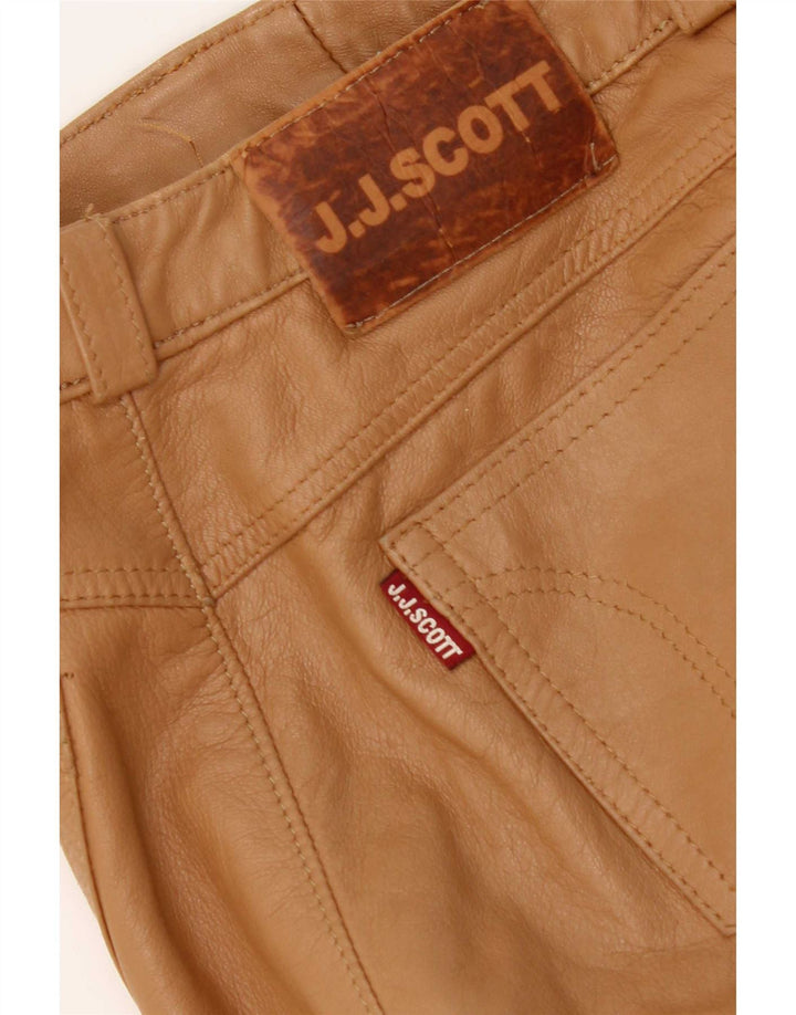 Calça feminina reta de couro J.J.Scott W28 L27 marrom