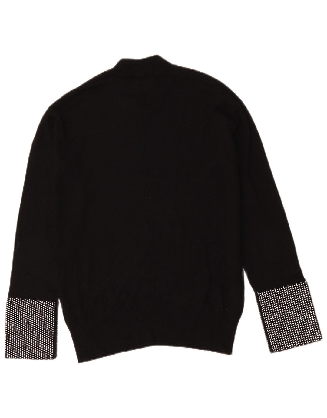 Suéter feminino Pinko com gola tartaruga Reino Unido 12 médio preto geométrico