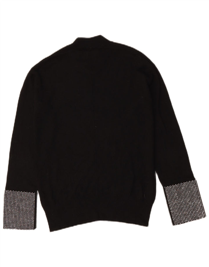 Suéter feminino Pinko com gola tartaruga Reino Unido 12 médio preto geométrico