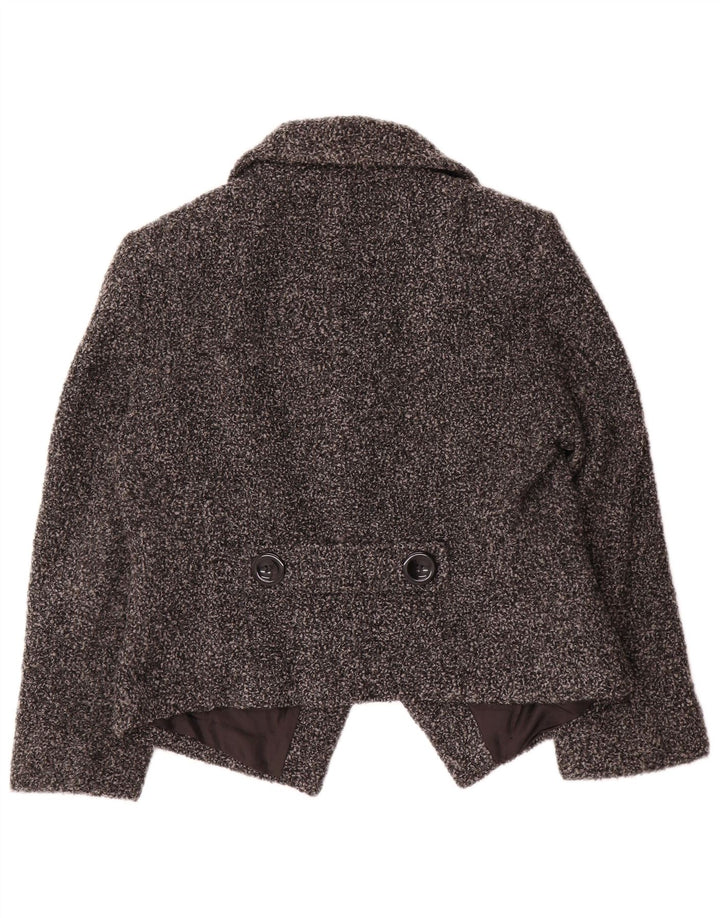 Jaqueta blazer feminina de 2 botões Marks & Spencer Reino Unido 14 grande lã manchada cinza