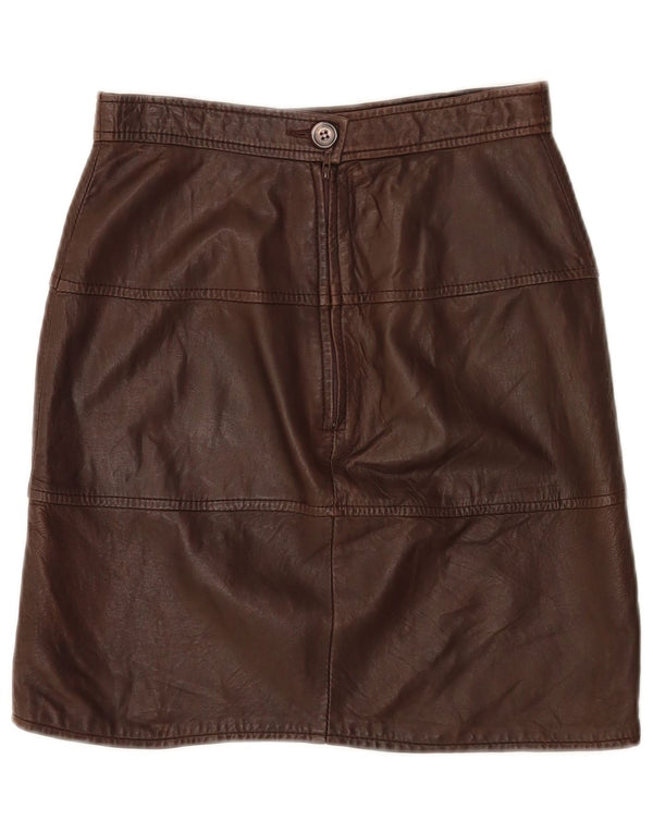 Saia de couro feminina vintage IT 38 XS W26 couro marrom