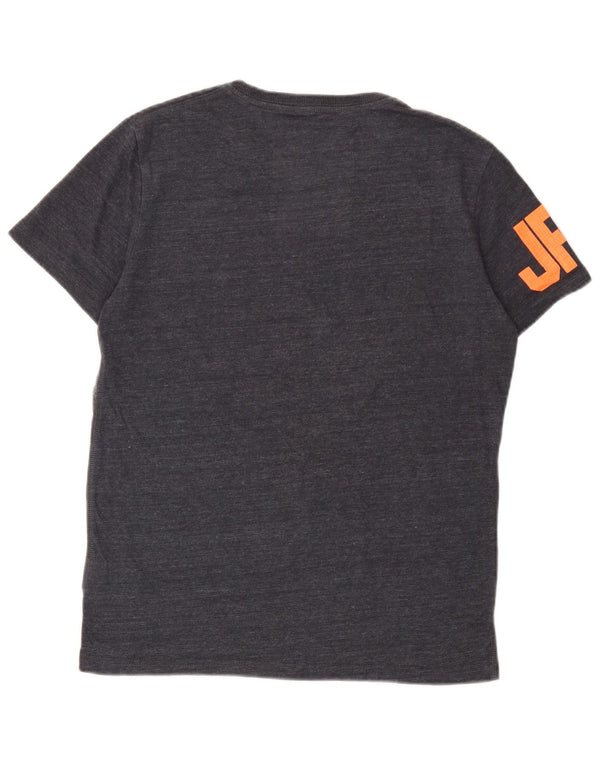 Camiseta gráfica masculina Superdry Top médio algodão manchado azul marinho