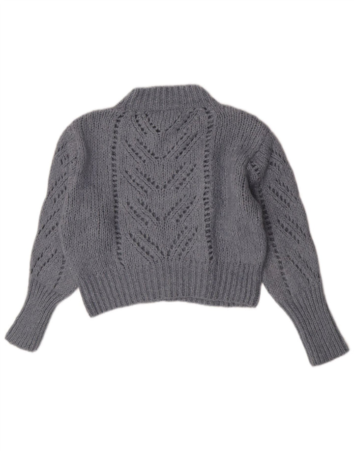 Suéter feminino Zara com gola tartaruga e gola alta, Reino Unido 12, médio, azul, acrílico