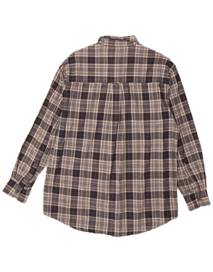 Camisa masculina de flanela Chaps Ralph Lauren algodão xadrez cinza médio