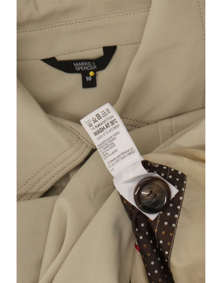Trench coat feminino grande Marks & Spencer Reino Unido 10 pequeno poliéster bege