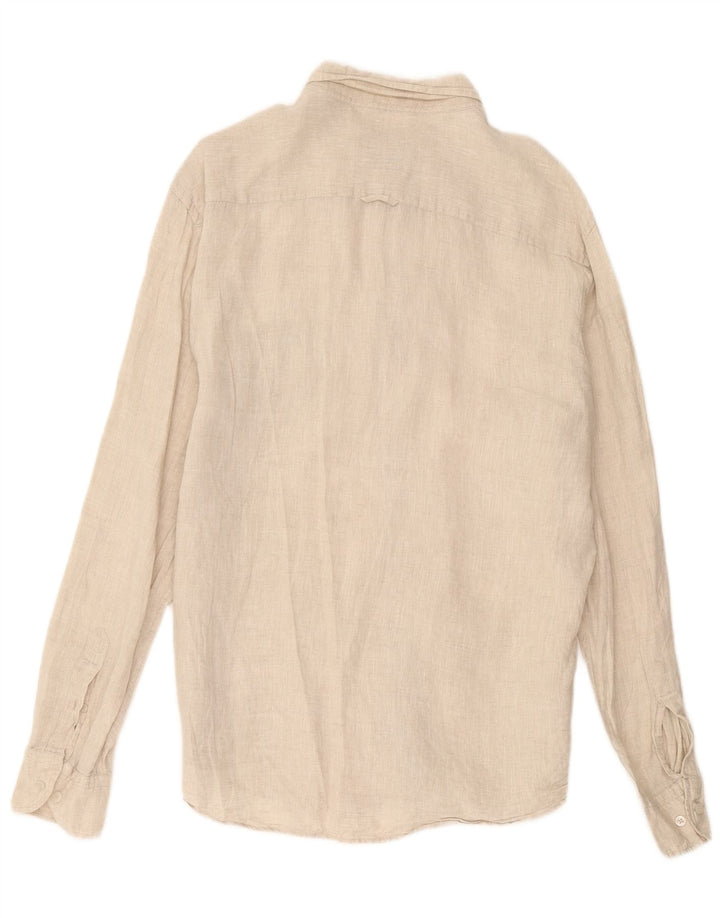 Camisa masculina Massimo Dutti linho bege médio