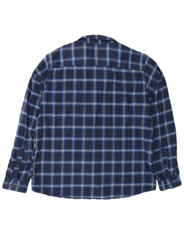 Camisa masculina de flanela Patagonia grande algodão xadrez azul