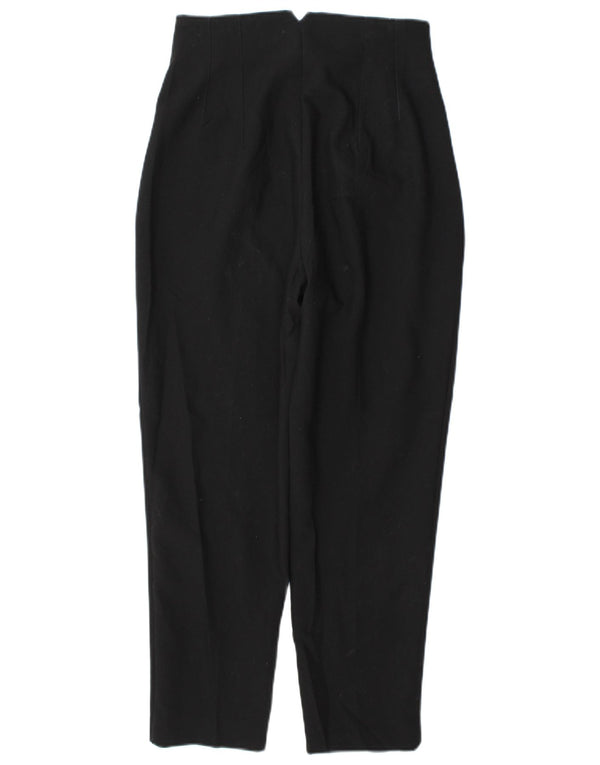 Zara Calça feminina cintura alta cônica pequena W26 L26 poliéster preto