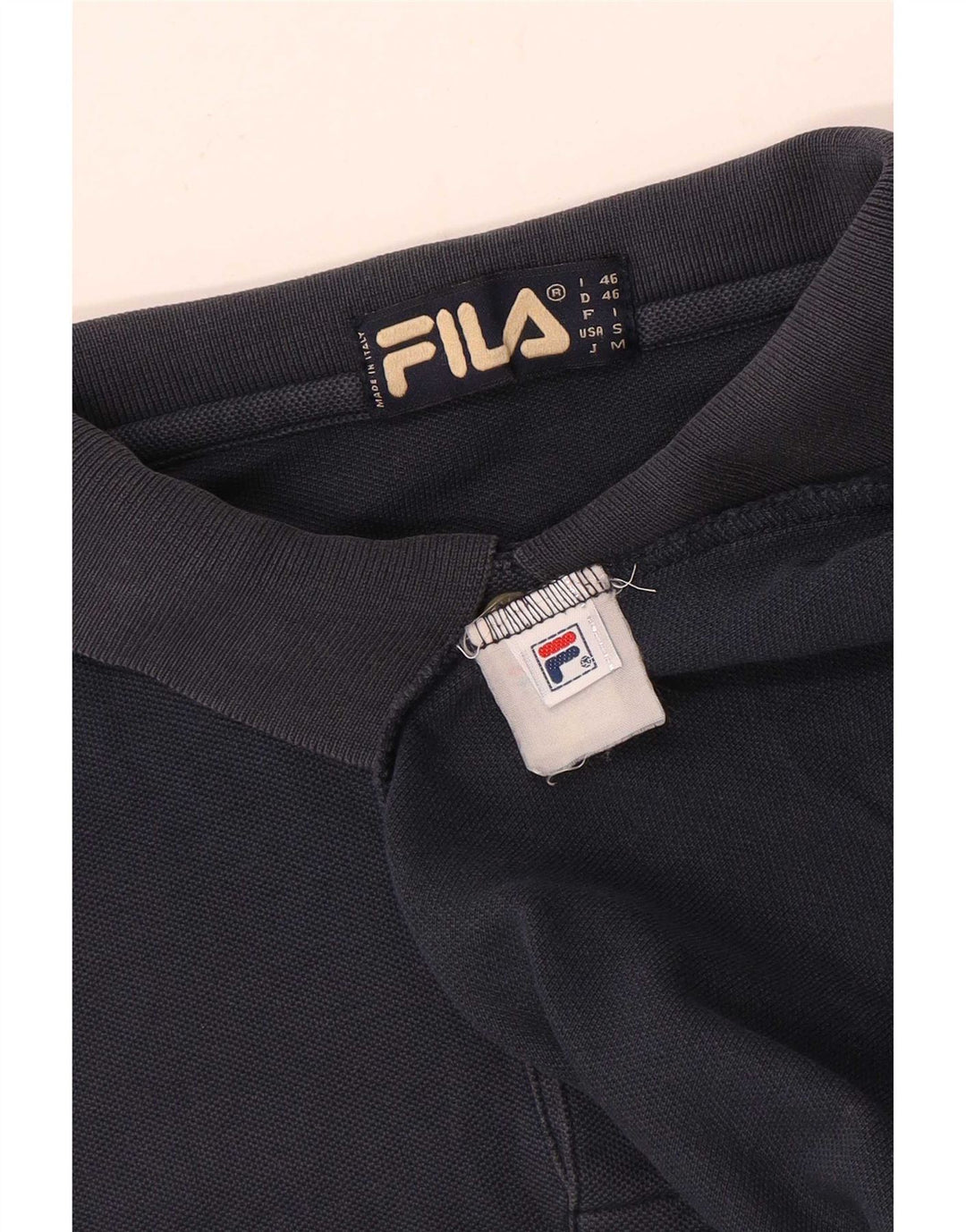 Camisa polo masculina Fila IT 46 pequena algodão azul marinho