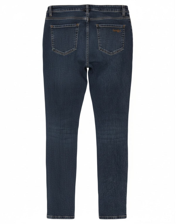 Jeans skinny feminino Weird Fish UK 10 pequeno W28 L30 algodão azul