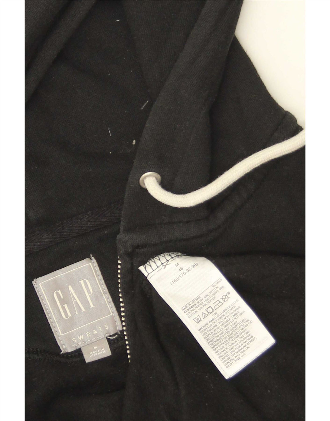 Suéter masculino Gap com capuz e zíper gráfico médio algodão preto