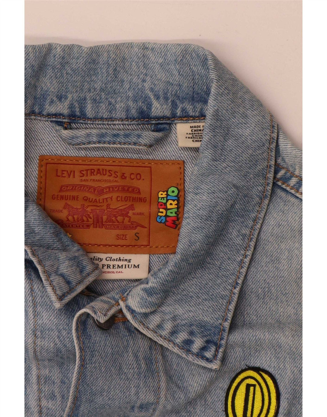 Jaqueta jeans gráfica feminina Levi's 13-14 anos pequeno azul algodão
