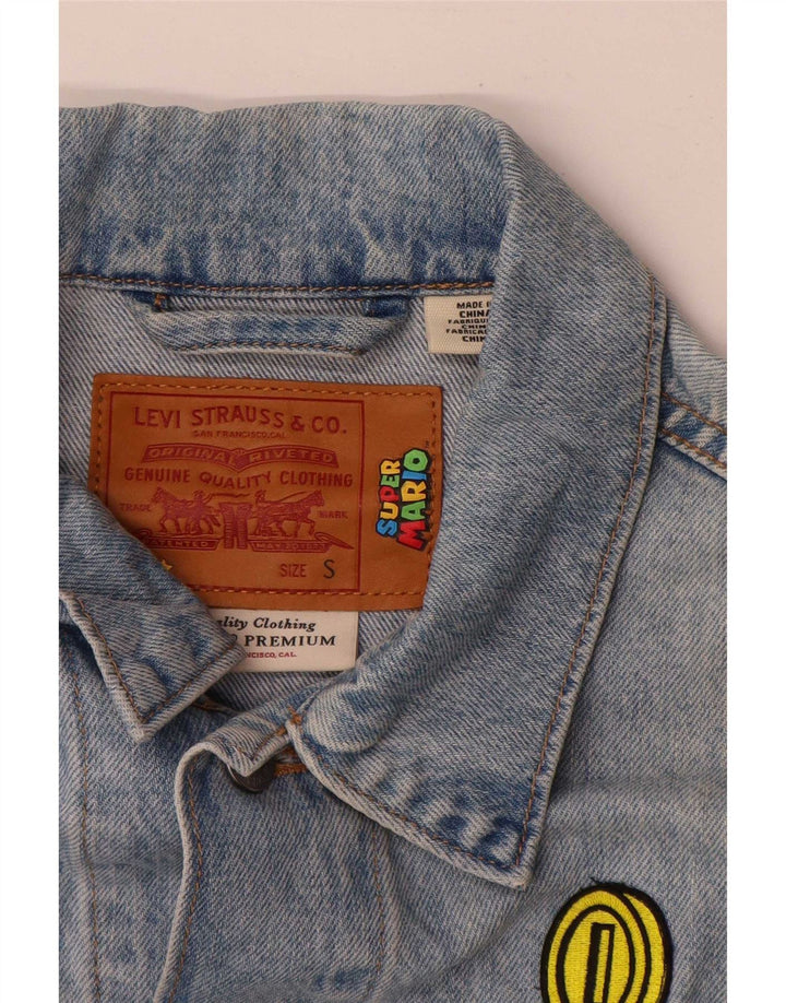 Jaqueta jeans gráfica feminina Levi's 13-14 anos pequeno azul algodão
