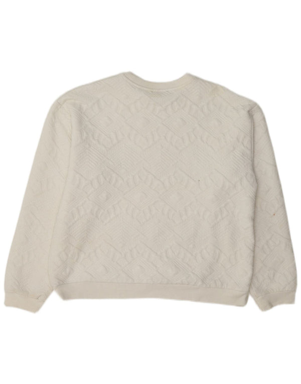 Moletom feminino Zara com ajuste relaxado Reino Unido 12 médio branco geométrico
