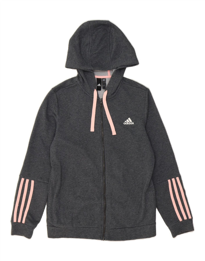 ADIDAS Womens Zip Hoodie Sweater UK 16/18 Large Grey Cotton Vintage Adidas and Second-Hand Adidas from Messina Hembry 