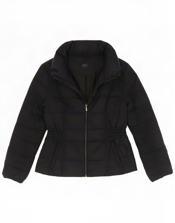 Marks & Spencer Womens Padded Jacket UK 12 Medium Navy Blue Polyester