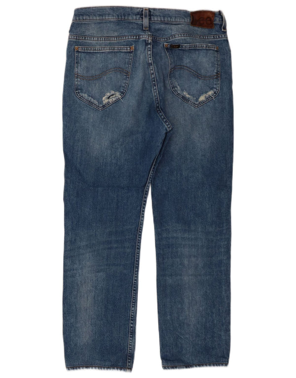 Lee Mens Rider Straight Jeans W34 L26 Azul Algodão