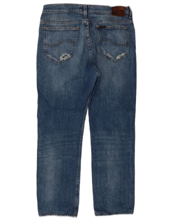 Lee Mens Rider Straight Jeans W34 L26 Azul Algodão