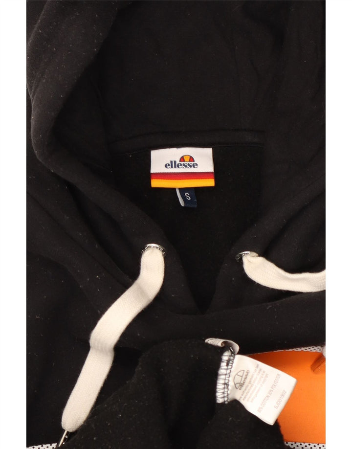 Suéter Ellesse masculino com capuz gráfico pequeno algodão preto