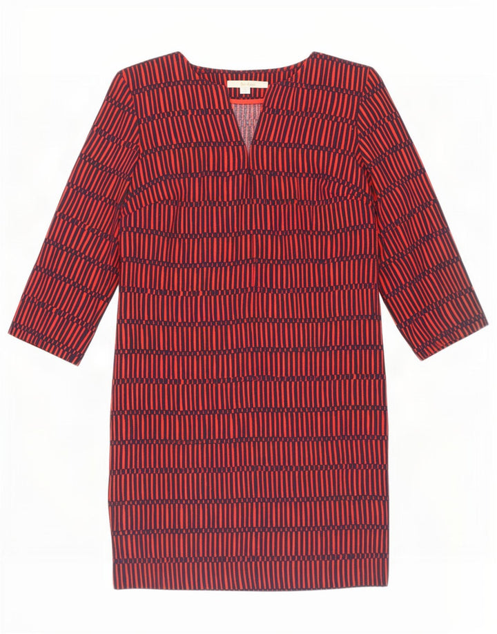 Vestido feminino Boden manga 3/4 Reino Unido 8 pequeno poliéster geométrico vermelho