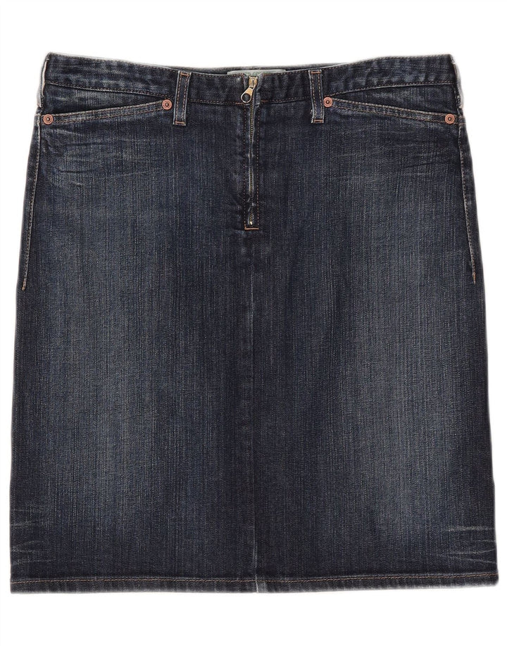 Saia jeans feminina Benetton IT 44 médio W32 algodão azul marinho