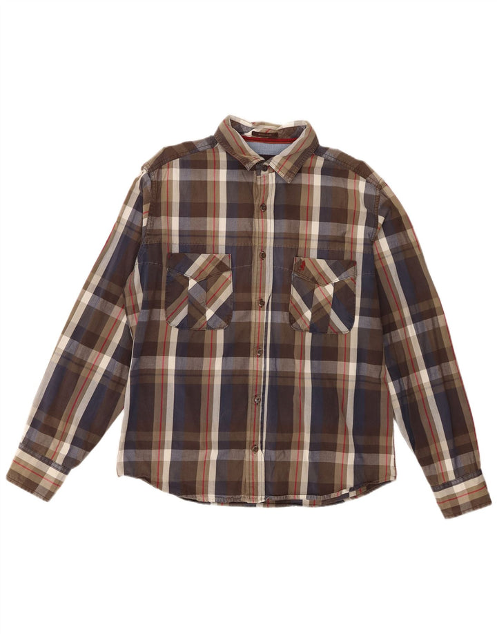 Camisa masculina Marlboro Classics Regular Fit grande algodão xadrez marrom