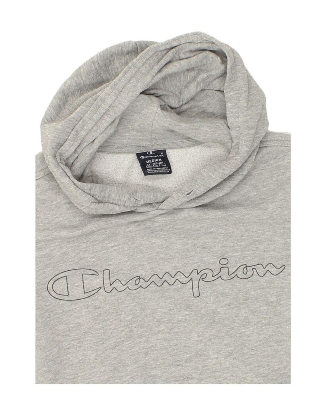 CHAMPION Mens Graphic Hoodie Jumper Medium Grey Cotton Vintage Champion and Second-Hand Champion from Messina Hembry 