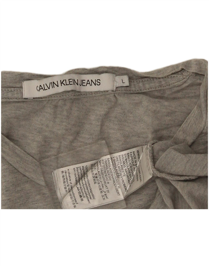 Camiseta masculina Calvin Klein gráfica grande algodão cinza